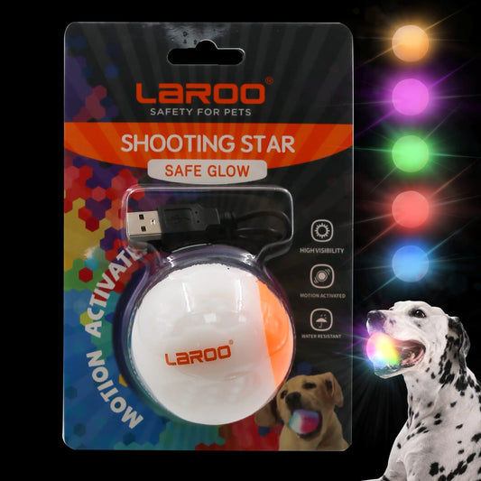 LaRoo LED Dog Ball Dog Toys Silicon Glowing LED Dog Ball with USB Rechargeable Glow in The Dark Dog Ball Teeth Cleaner Training Ball(White)