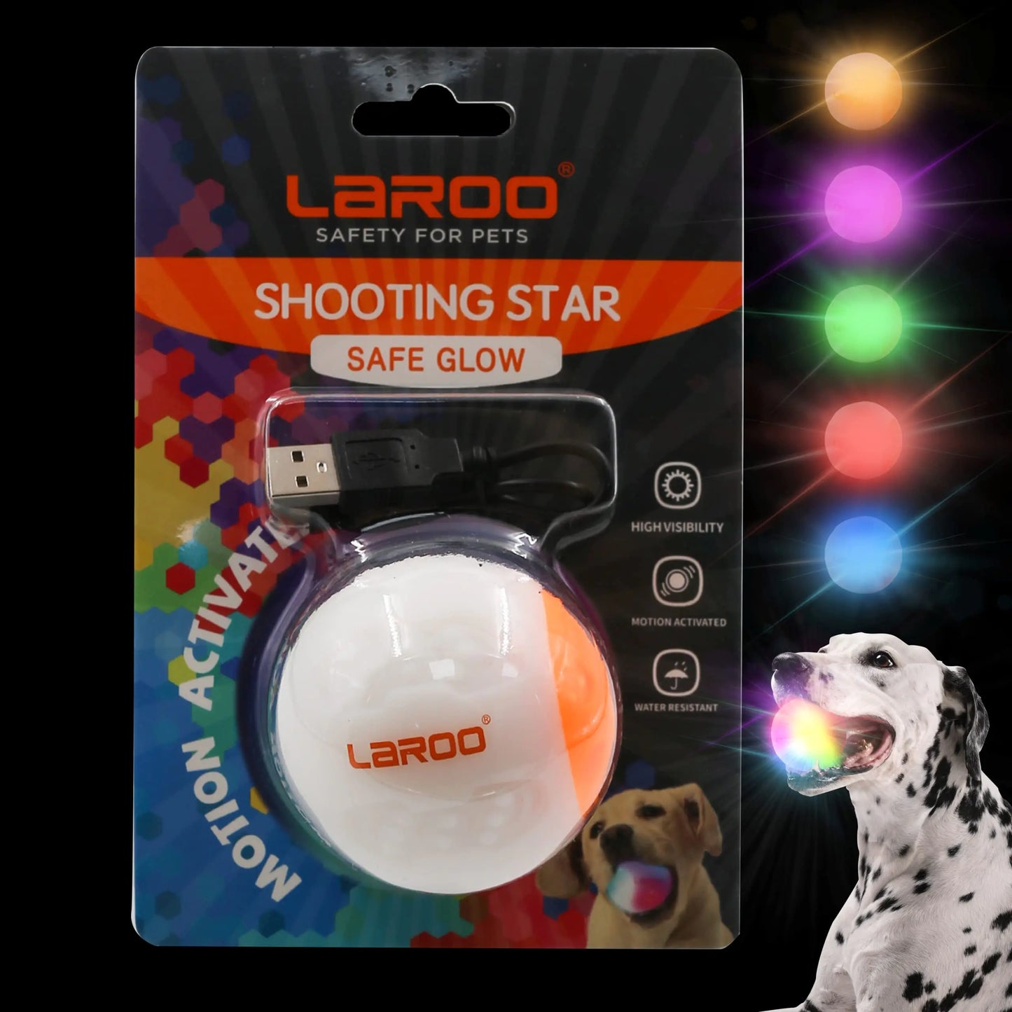 LaRoo LED Dog Ball Dog Toys Silicon Glowing LED Dog Ball with USB Rechargeable Glow in The Dark Dog Ball Teeth Cleaner Training Ball(White)